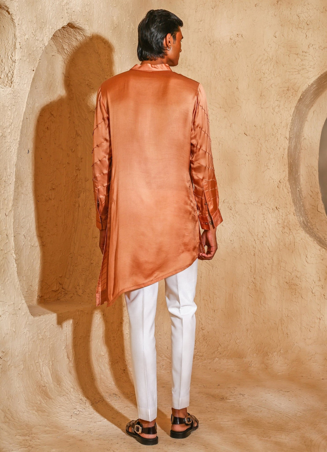 Coral Embroidered Satin Pintux Kurta Pants Set Chatenya Mittal - Fabilicious Fashion