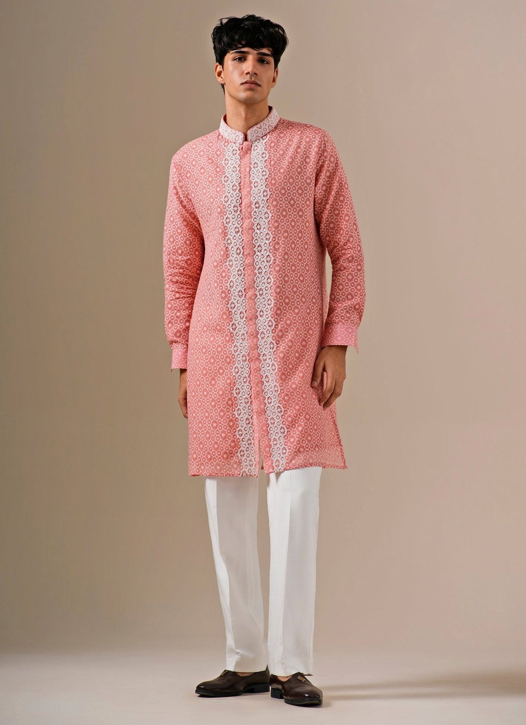 Darzi House Coral Peach Cotton Jacquard Kurta SetFabilicious Fashion