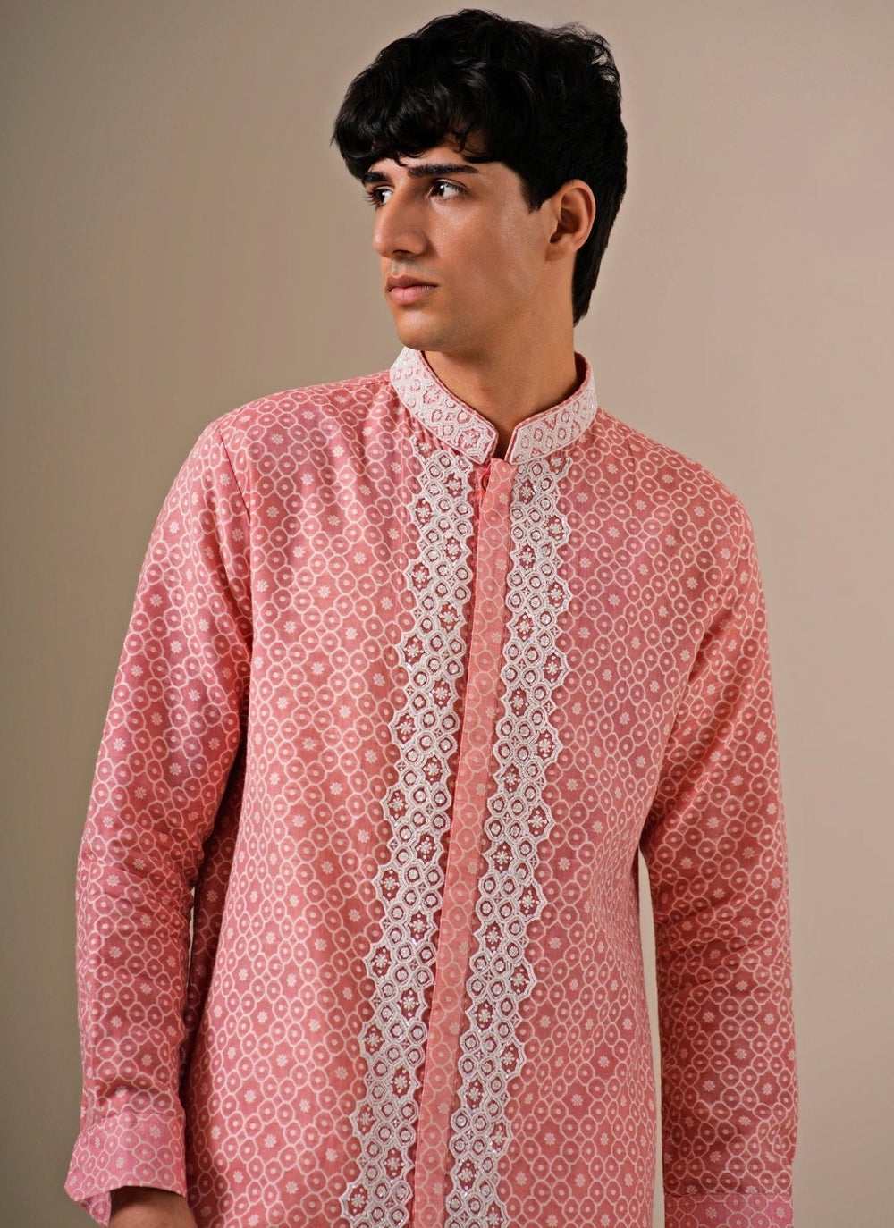 Darzi House Coral Peach Cotton Jacquard Kurta SetFabilicious Fashion