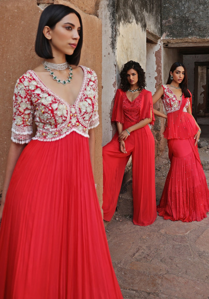 Coral Pink Anarkali set Seema Thukral - Fabilicious Fashion
