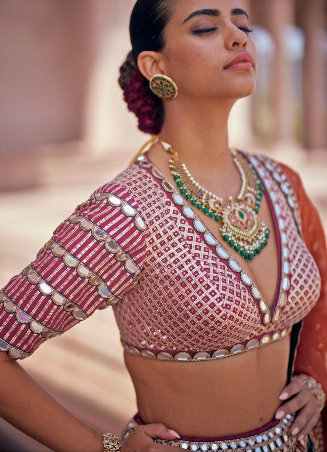 Cranberry Red Embroidered Bridal Lehenga With Double Dupatta Vvani by Vani Vats - Fabilicious Fashion