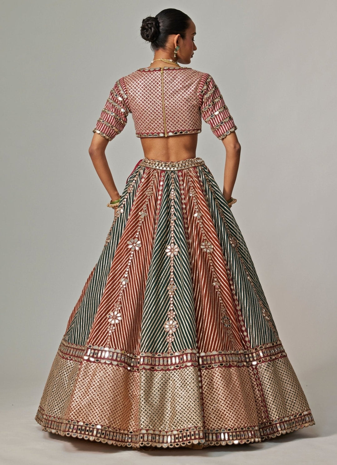 Cranberry Red Embroidered Bridal Lehenga With Double Dupatta Vvani by Vani Vats - Fabilicious Fashion