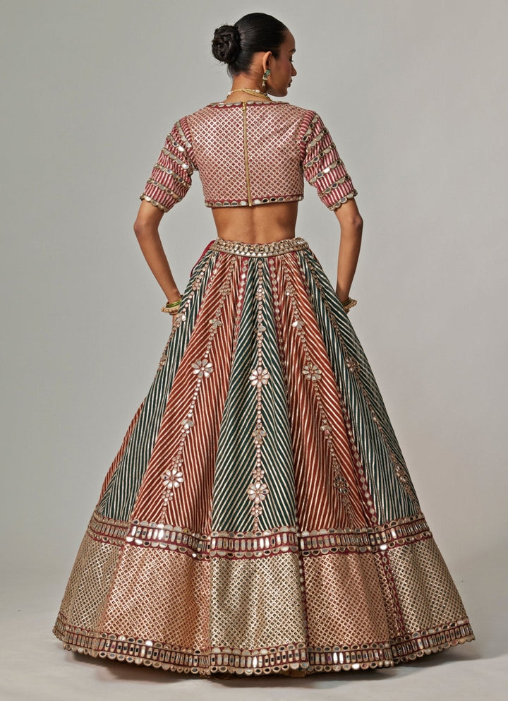 Cranberry Red Embroidered Bridal Lehenga With Double Dupatta Vvani by Vani Vats - Fabilicious Fashion