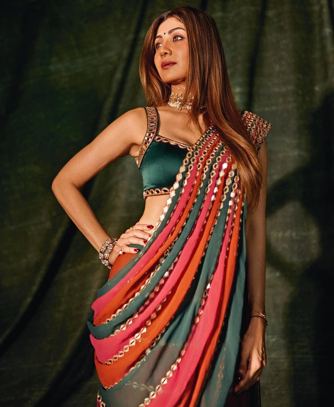 Cranberry Red Embroidered Georgette Predraped Saree Set Vvani by Vani Vats - Fabilicious Fashion