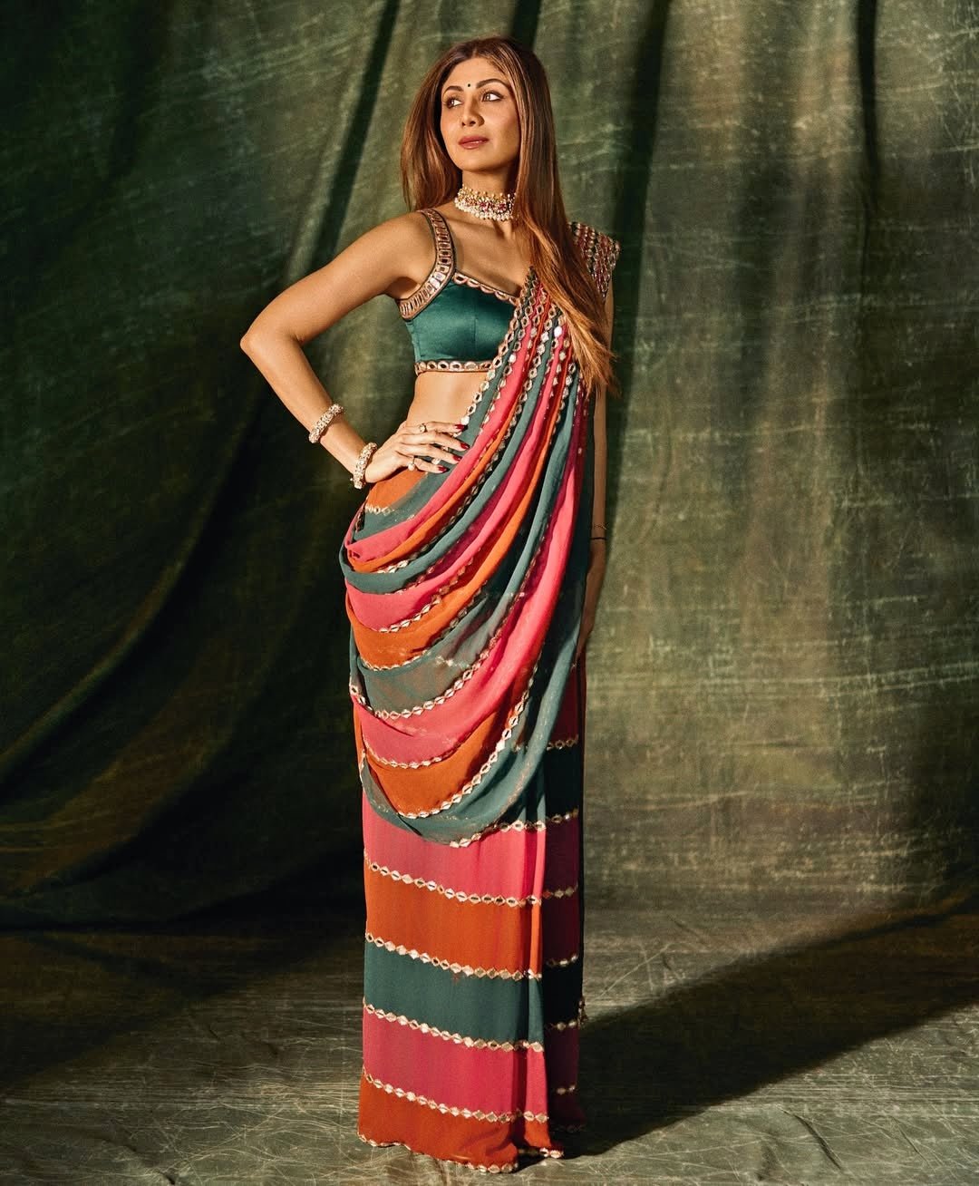 Cranberry Red Embroidered Georgette Predraped Saree Set Vvani by Vani Vats - Fabilicious Fashion