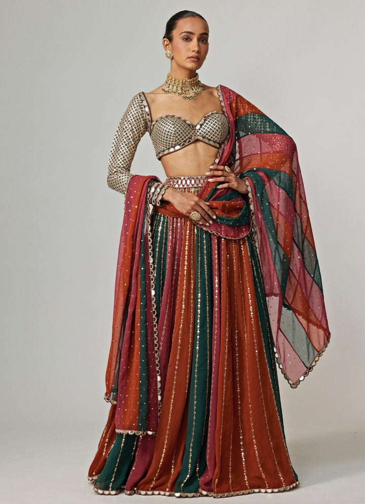 Cranberry Red Sequins Embroidered Lehenga Pants Set Vvani by Vani Vats - Fabilicious Fashion