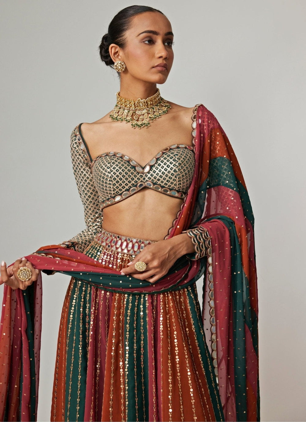 Cranberry Red Sequins Embroidered Lehenga Pants Set Vvani by Vani Vats - Fabilicious Fashion