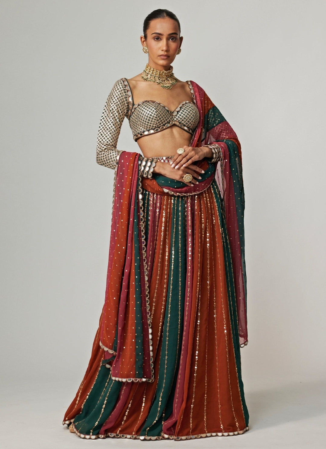 Cranberry Red Sequins Embroidered Lehenga Pants Set Vvani by Vani Vats - Fabilicious Fashion