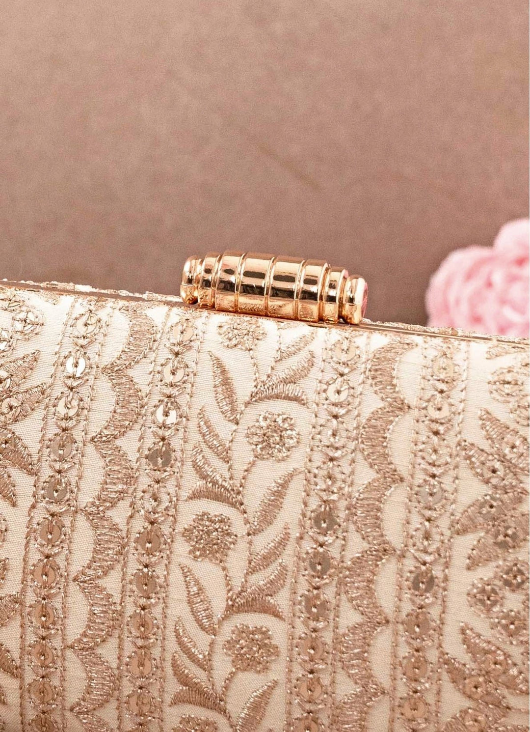 Cream Embroidered Clutch AMYRA - Fabilicious Fashion