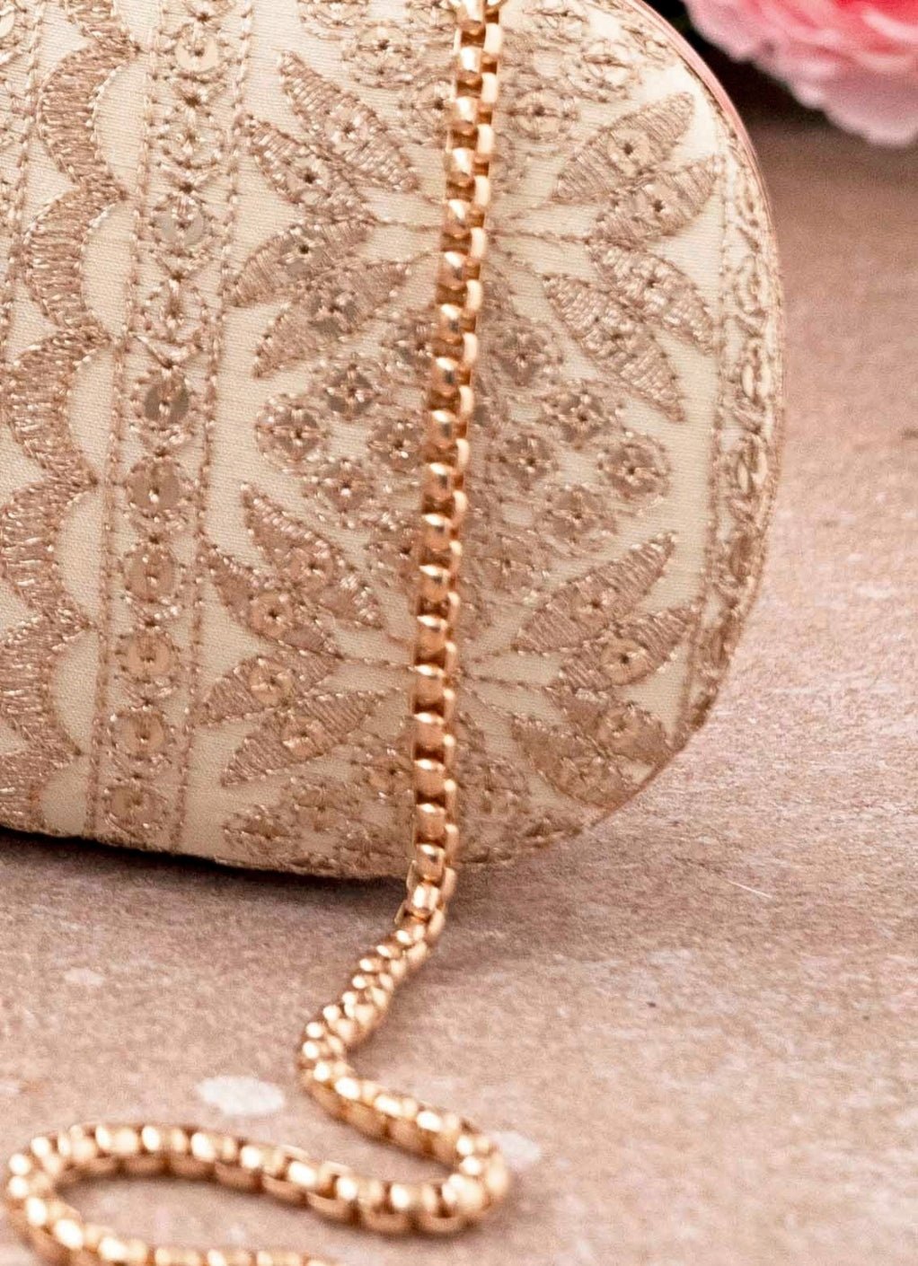 Cream Embroidered Clutch AMYRA - Fabilicious Fashion