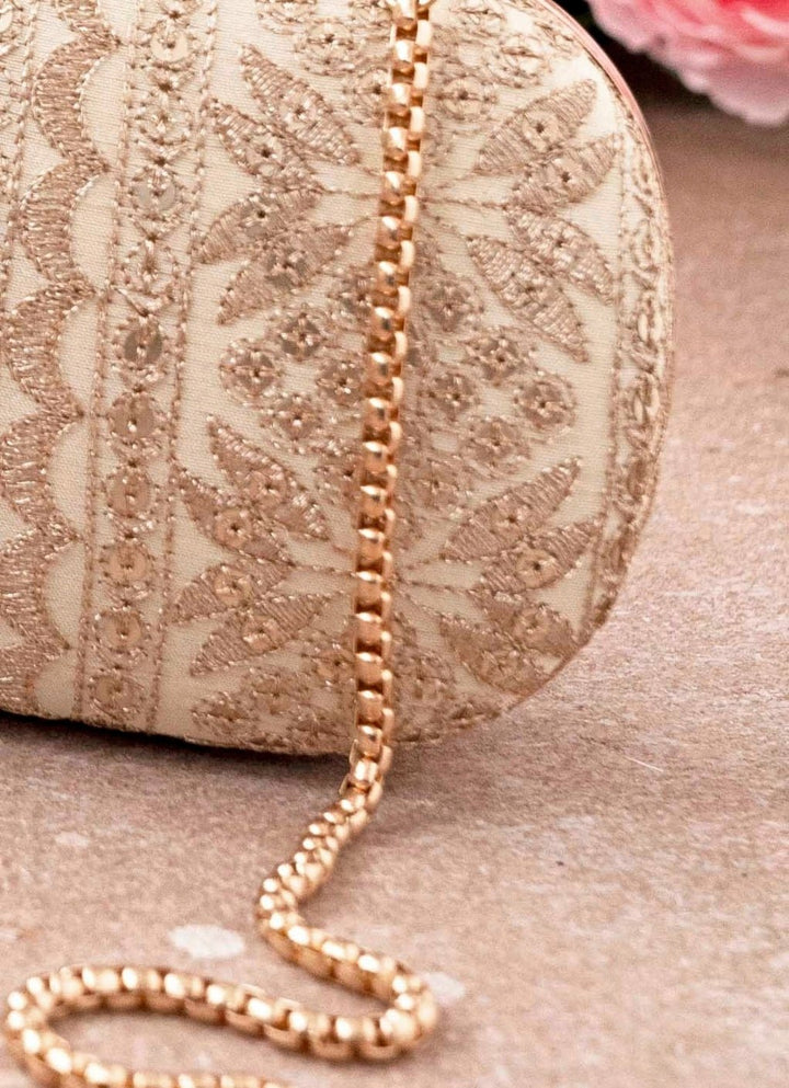 Cream Embroidered Clutch AMYRA - Fabilicious Fashion