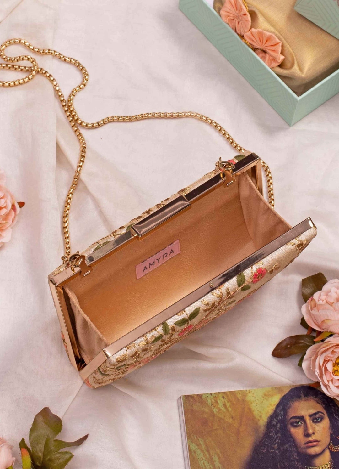 Cream Embroidered Clutch AMYRA - Fabilicious Fashion