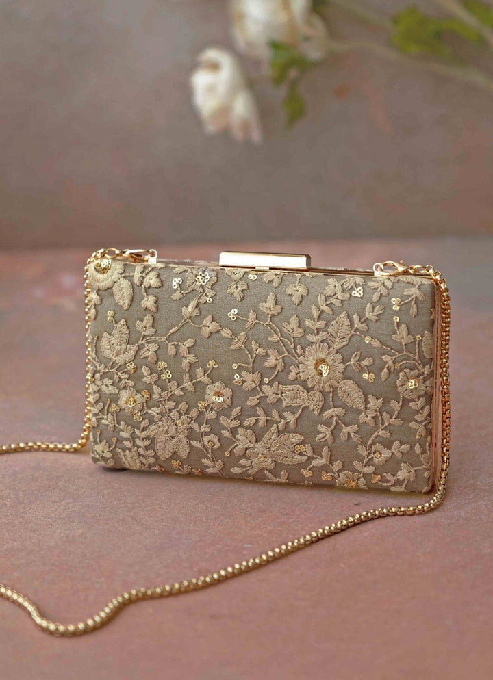 Cream Embroidered Clutch AMYRA - Fabilicious Fashion