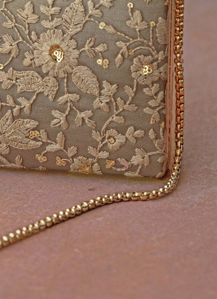 Cream Embroidered Clutch AMYRA - Fabilicious Fashion