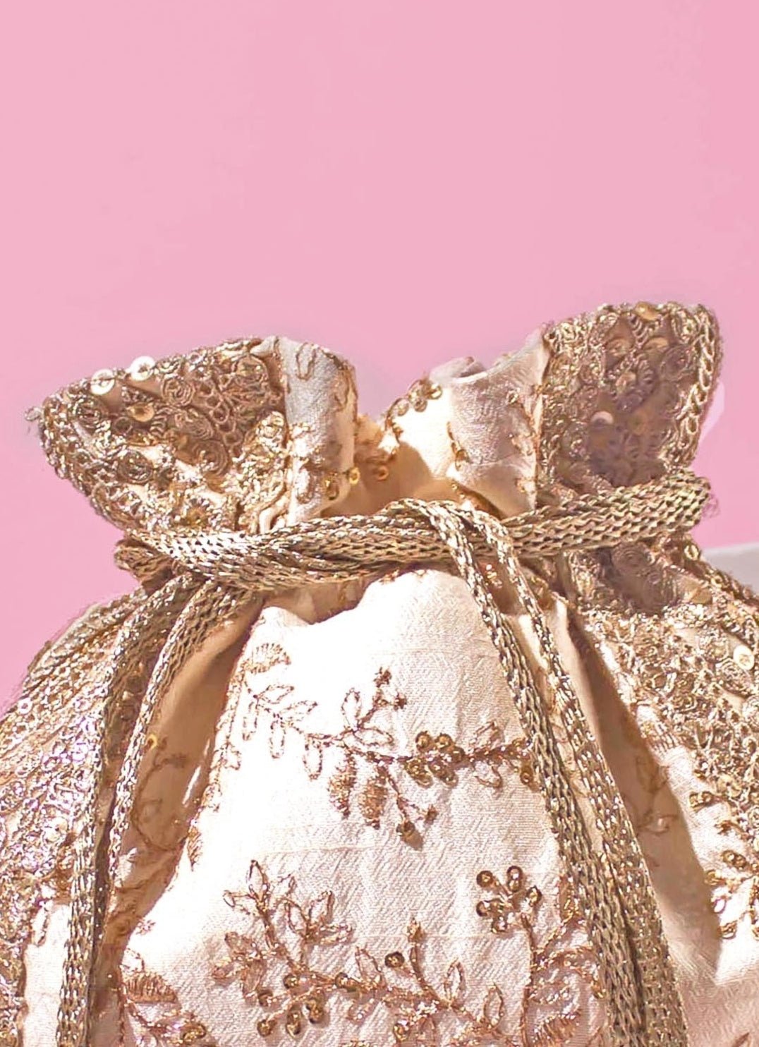 Cream Embroidered Potli AMYRA - Fabilicious Fashion