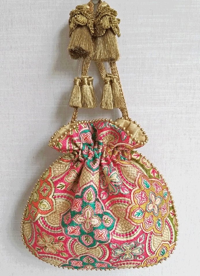 Cream Embroidered Potli AMYRA - Fabilicious Fashion