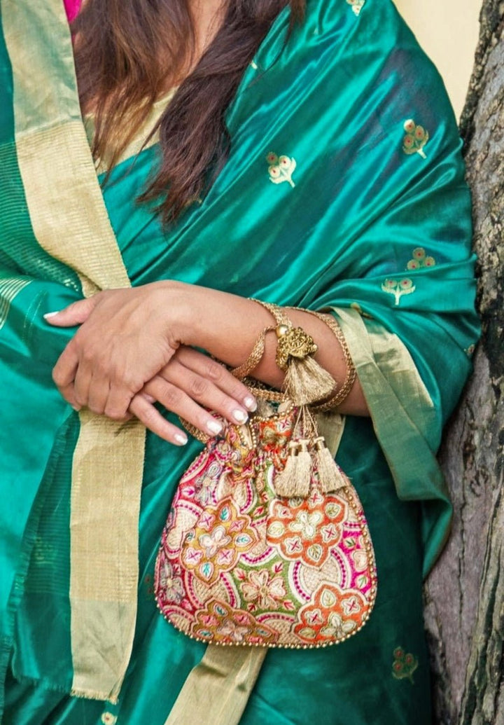 Cream Embroidered Potli AMYRA - Fabilicious Fashion