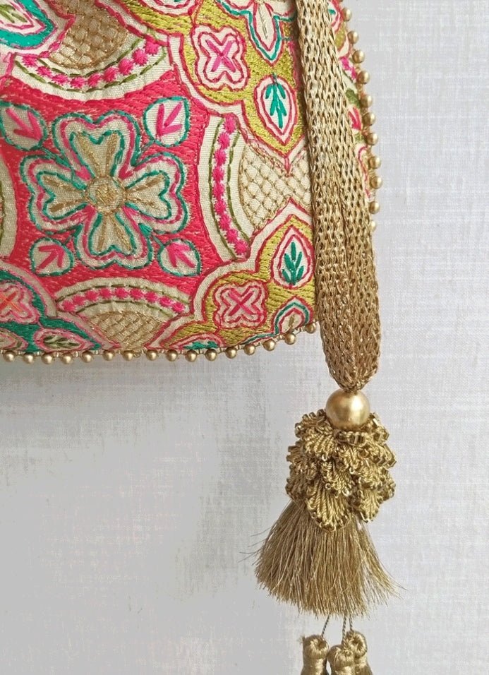 Cream Embroidered Potli AMYRA - Fabilicious Fashion