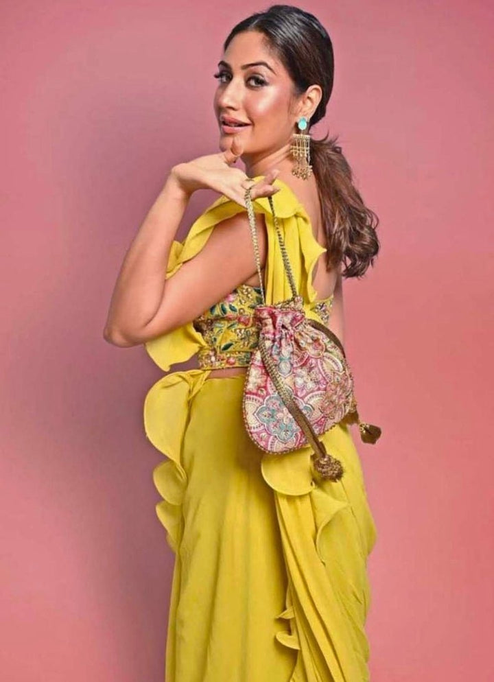 Cream Embroidered Potli AMYRA - Fabilicious Fashion