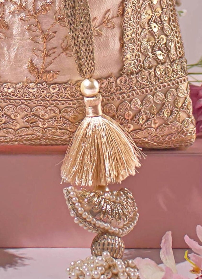 Cream Embroidered Potli AMYRA - Fabilicious Fashion