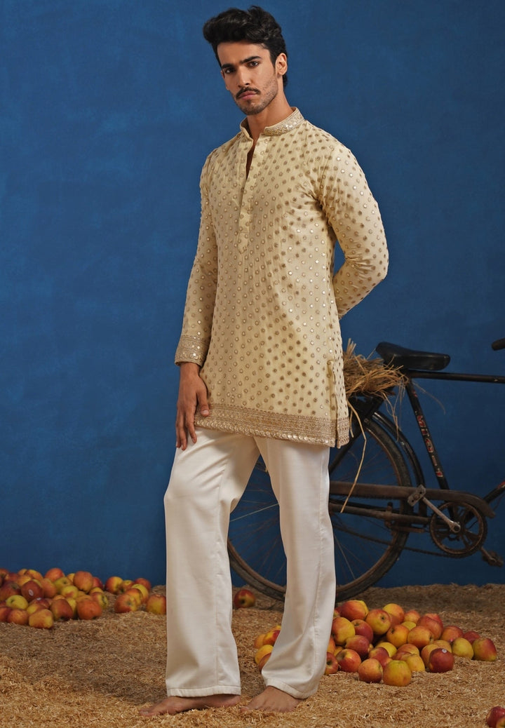 Cream Georgette Short Kurta Set Kalpraag - Fabilicious Fashion