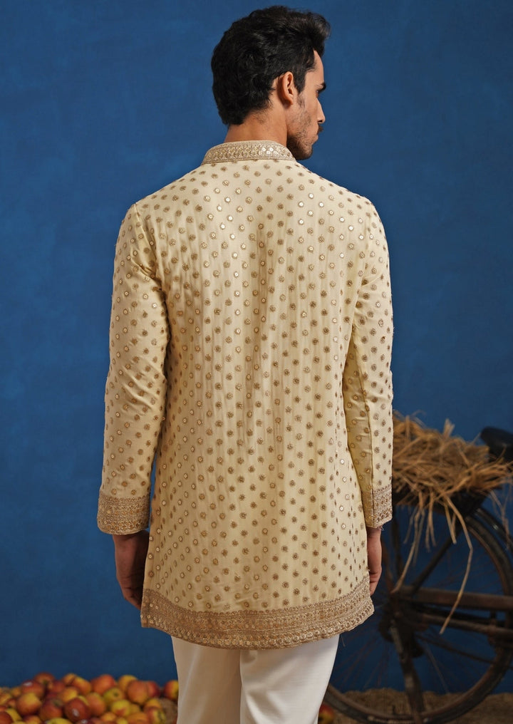 Cream Georgette Short Kurta Set Kalpraag - Fabilicious Fashion