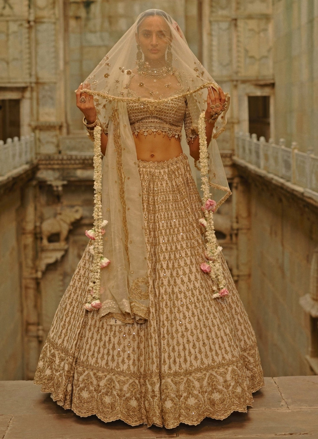 Cream Raw Silk Lehenga Set Nitika Gujral - Fabilicious Fashion