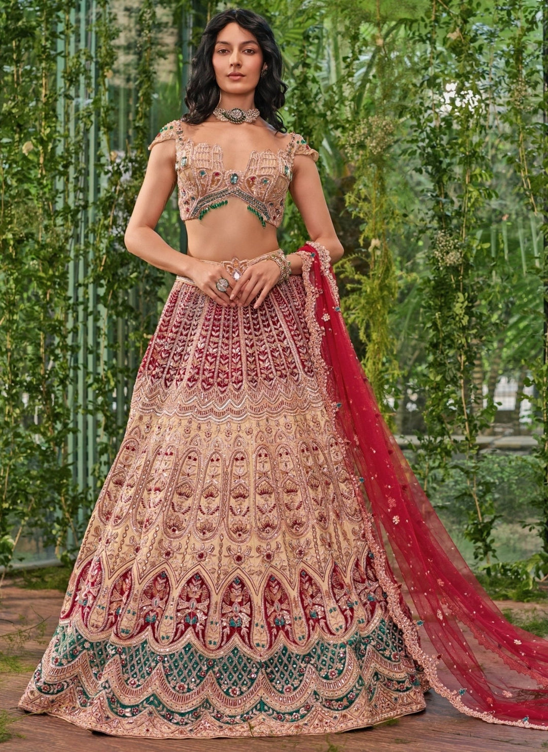 Jigar and Nikita Cream Silk Bridal Lehenga SetFabilicious Fashion