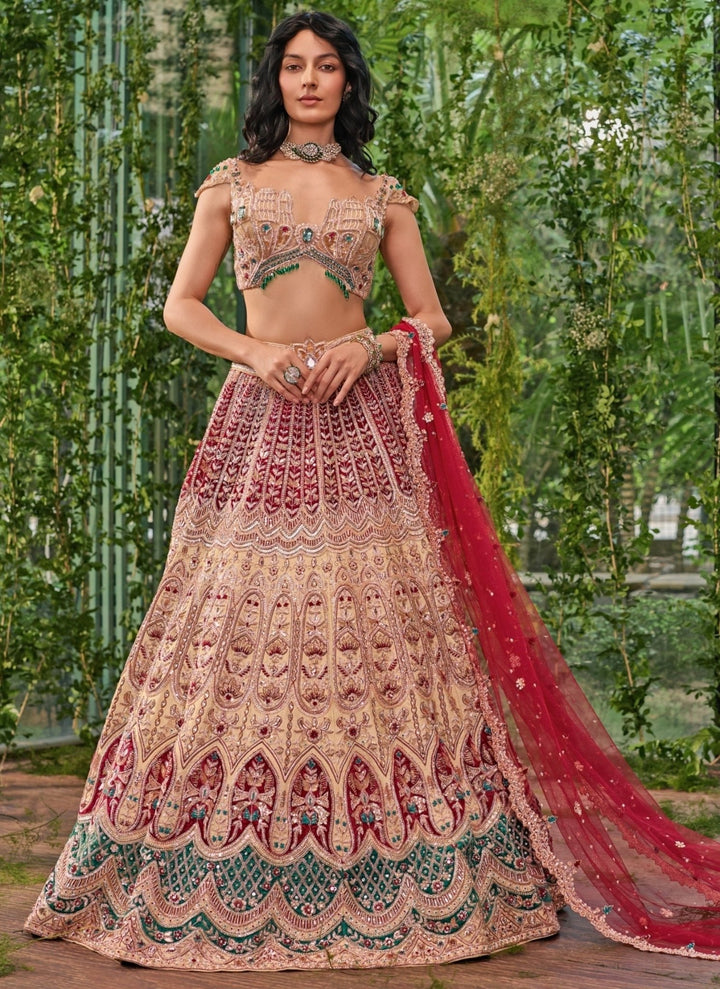 Jigar and Nikita Cream Silk Bridal Lehenga SetFabilicious Fashion