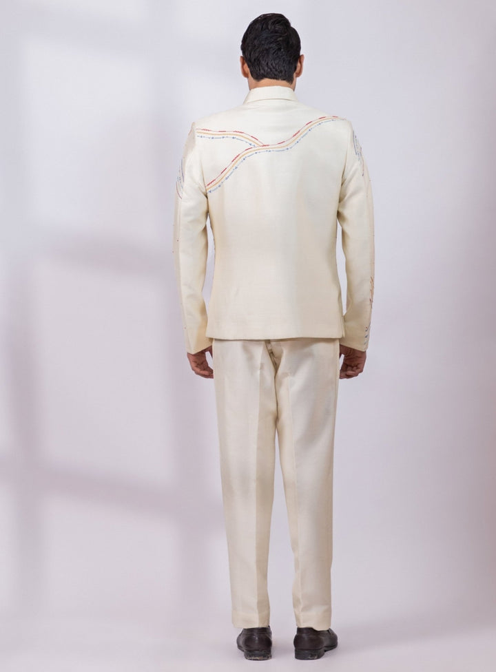 Smriti - Men Cream Thread Embroidered Shacket SetFabilicious Fashion