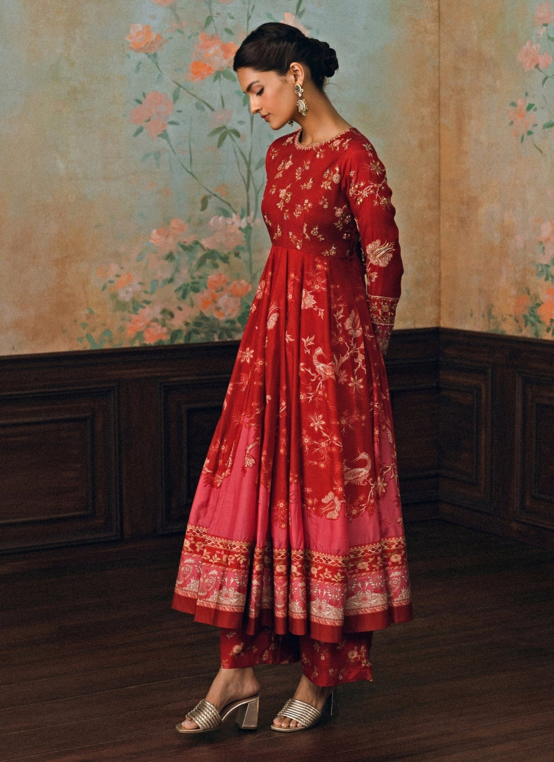 Paulmi and Harsh Crimson Red Cotton Silk Anarkali SetFabilicious Fashion