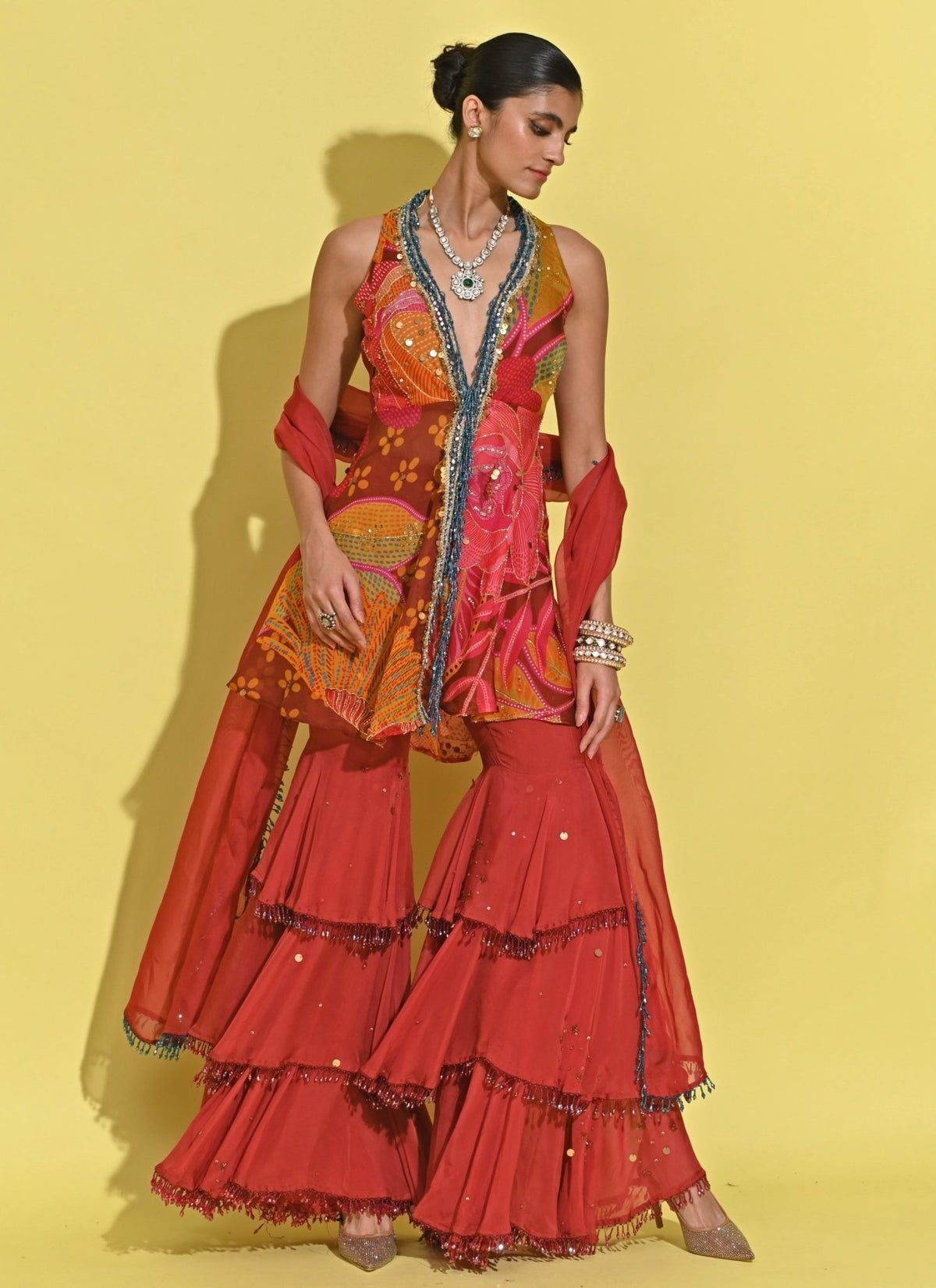 Mint and purple kurta gharara suit for sister of the bride – Suhino
