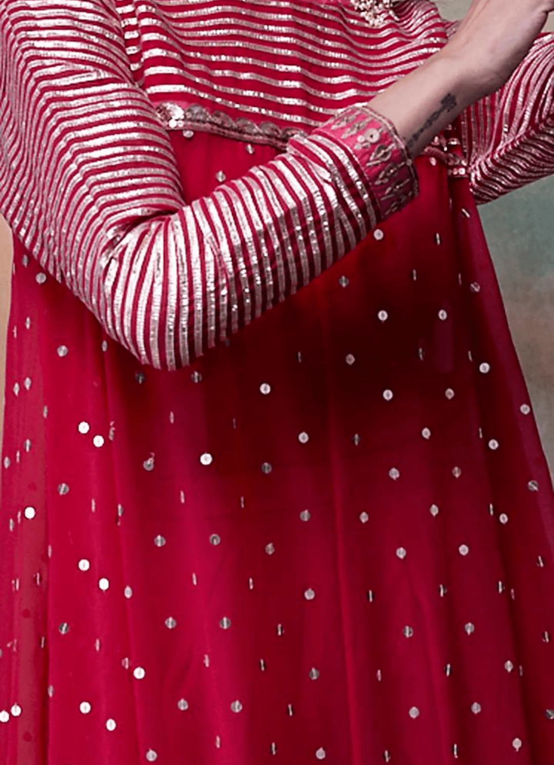 Crimson Red Gota Kurta Dhoti Set Vvani by Vani Vats - Fabilicious Fashion