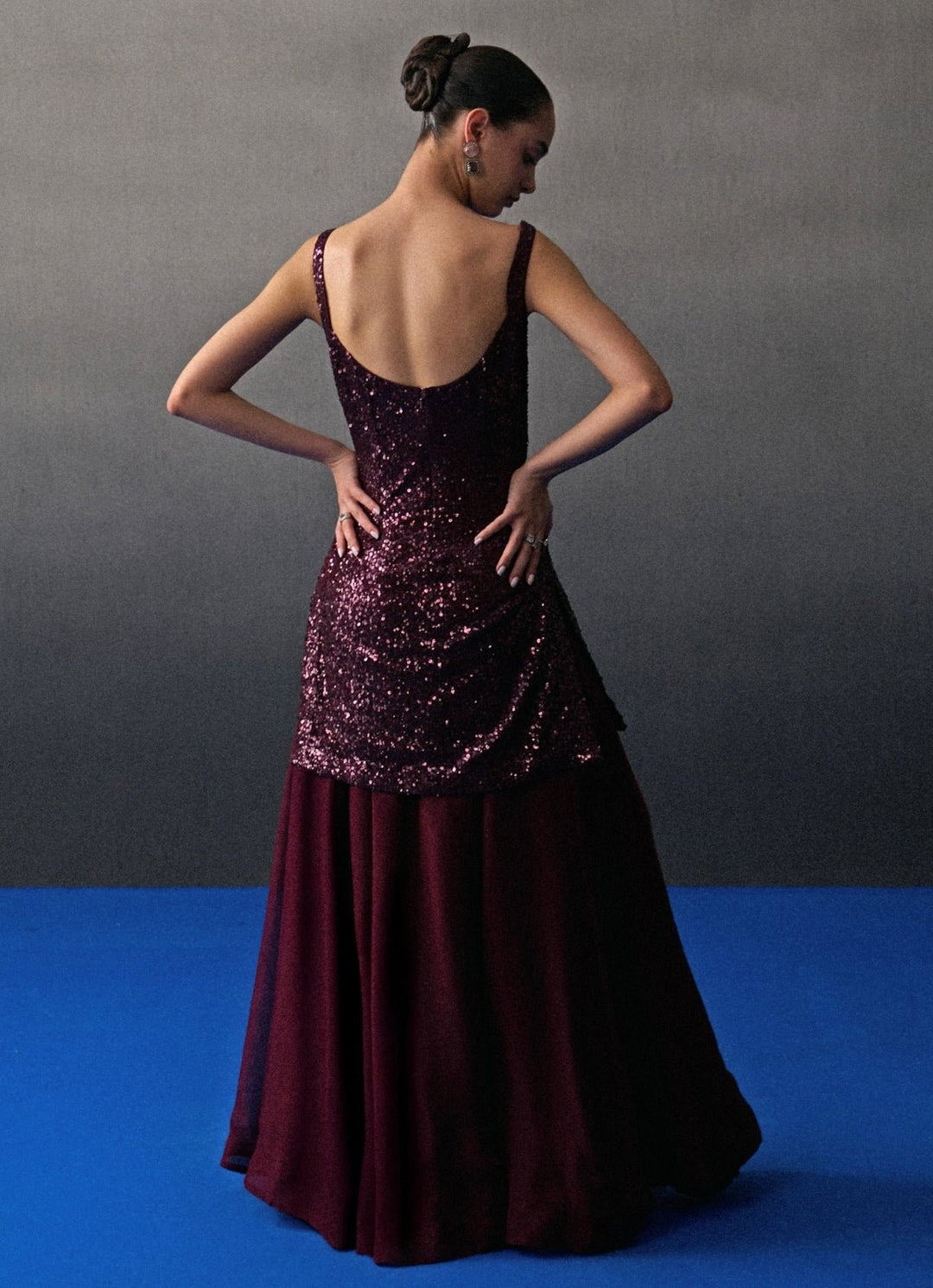 Crimson Red Sequins Embroidered Kurta Sharara Angad Singh - Fabilicious Fashion