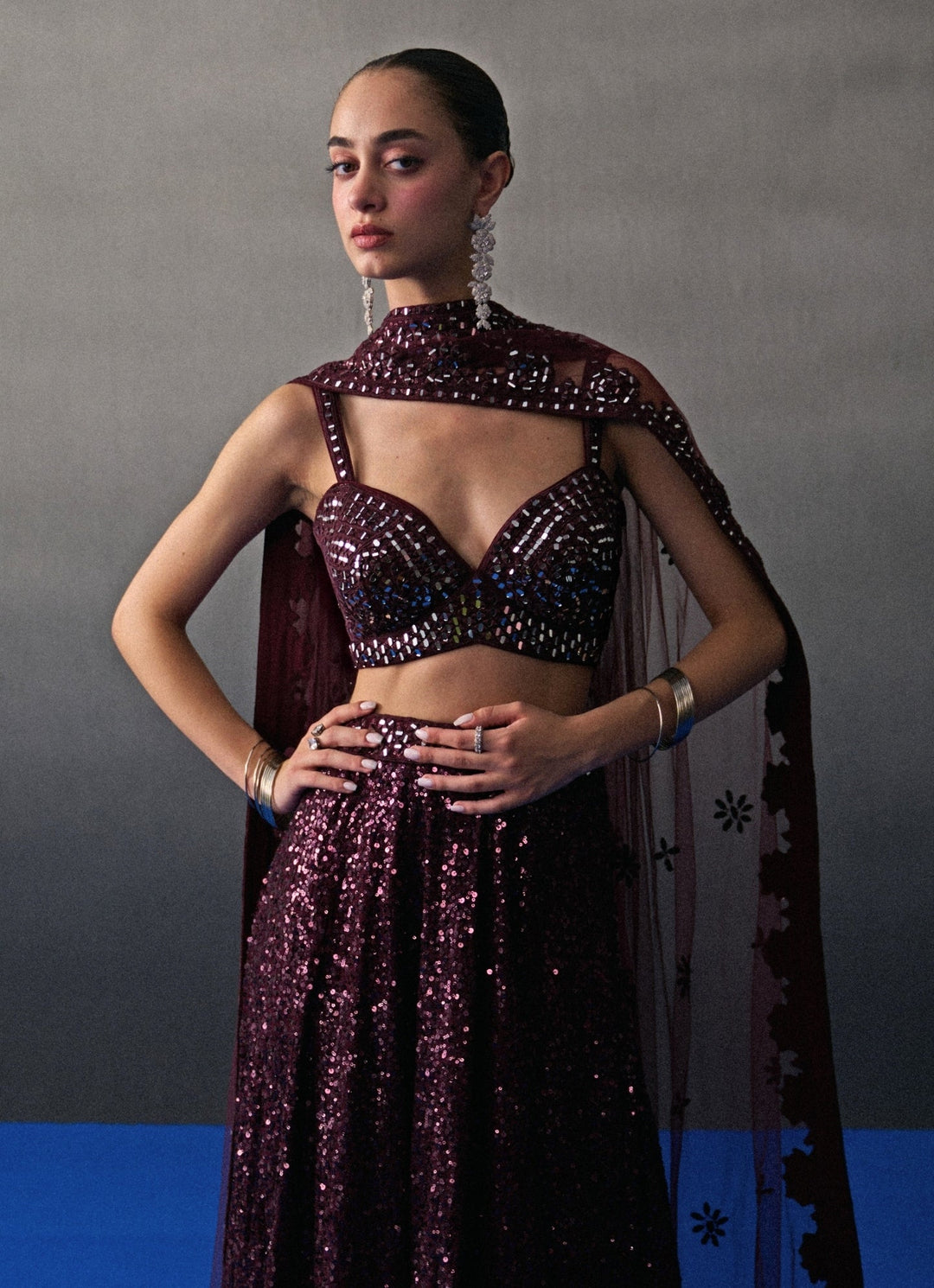 Crimson Red Sequins Embroidered Lehenga Set Angad Singh - Fabilicious Fashion