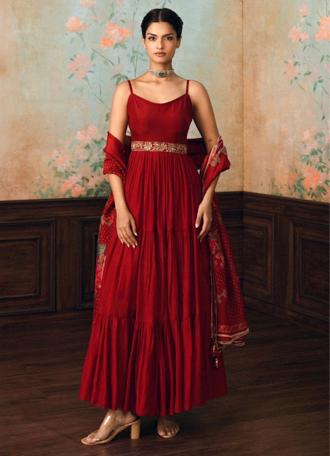 Paulmi and Harsh Crimson Red Silk Anarkali GownFabilicious Fashion