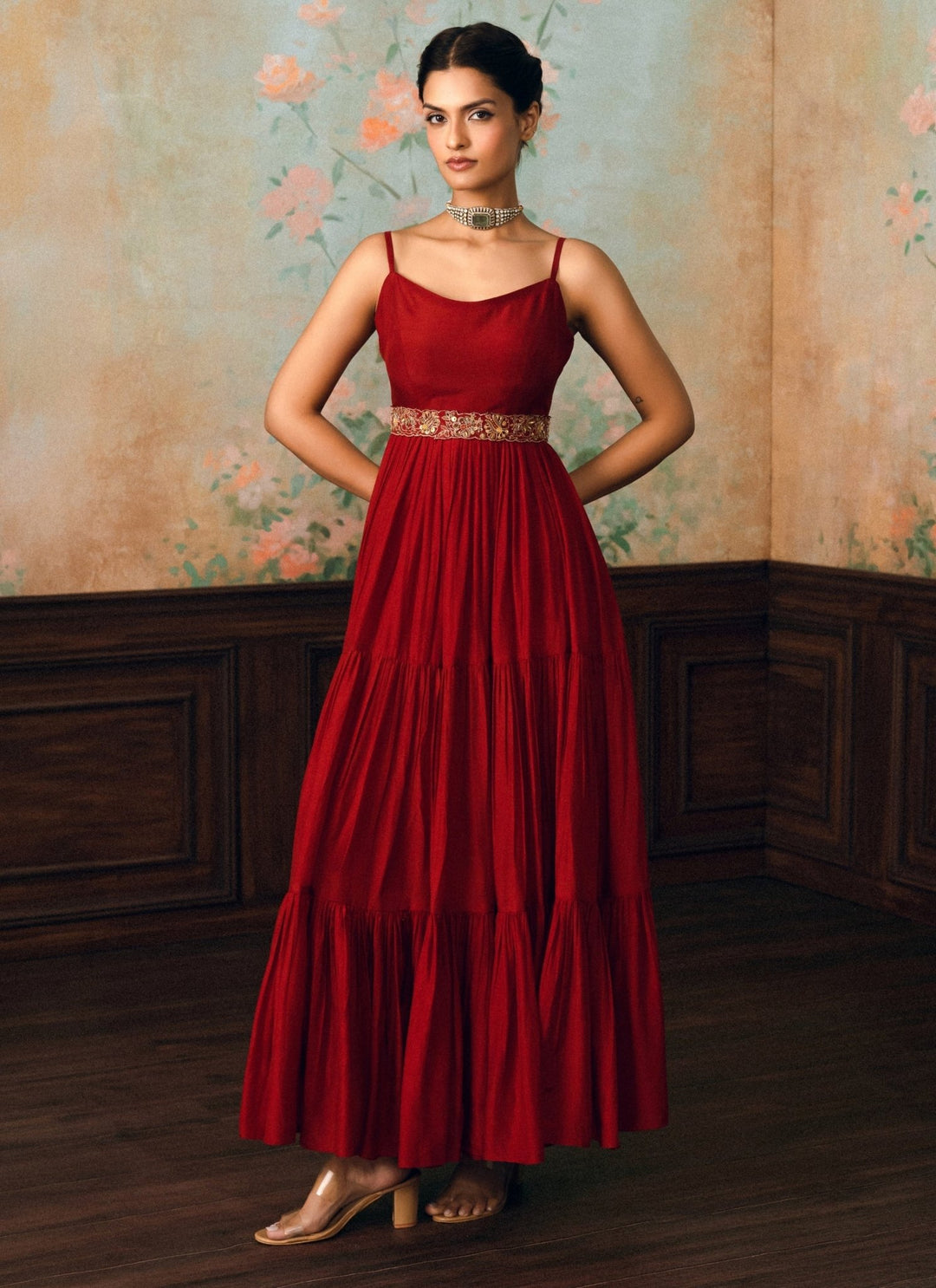Paulmi and Harsh Crimson Red Silk Anarkali GownFabilicious Fashion