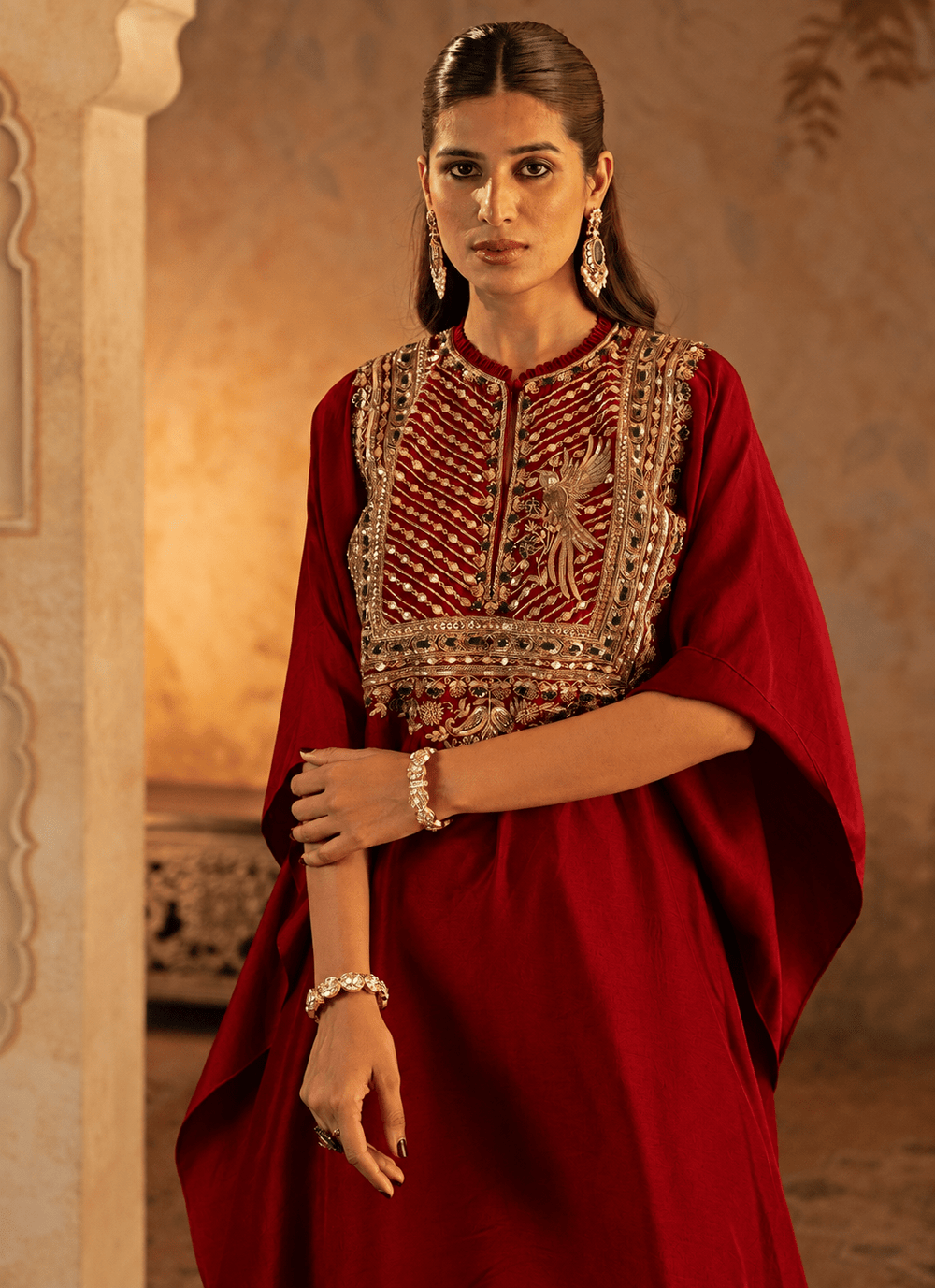 Angad Singh Crimson Red Silk KaftanFabilicious Fashion