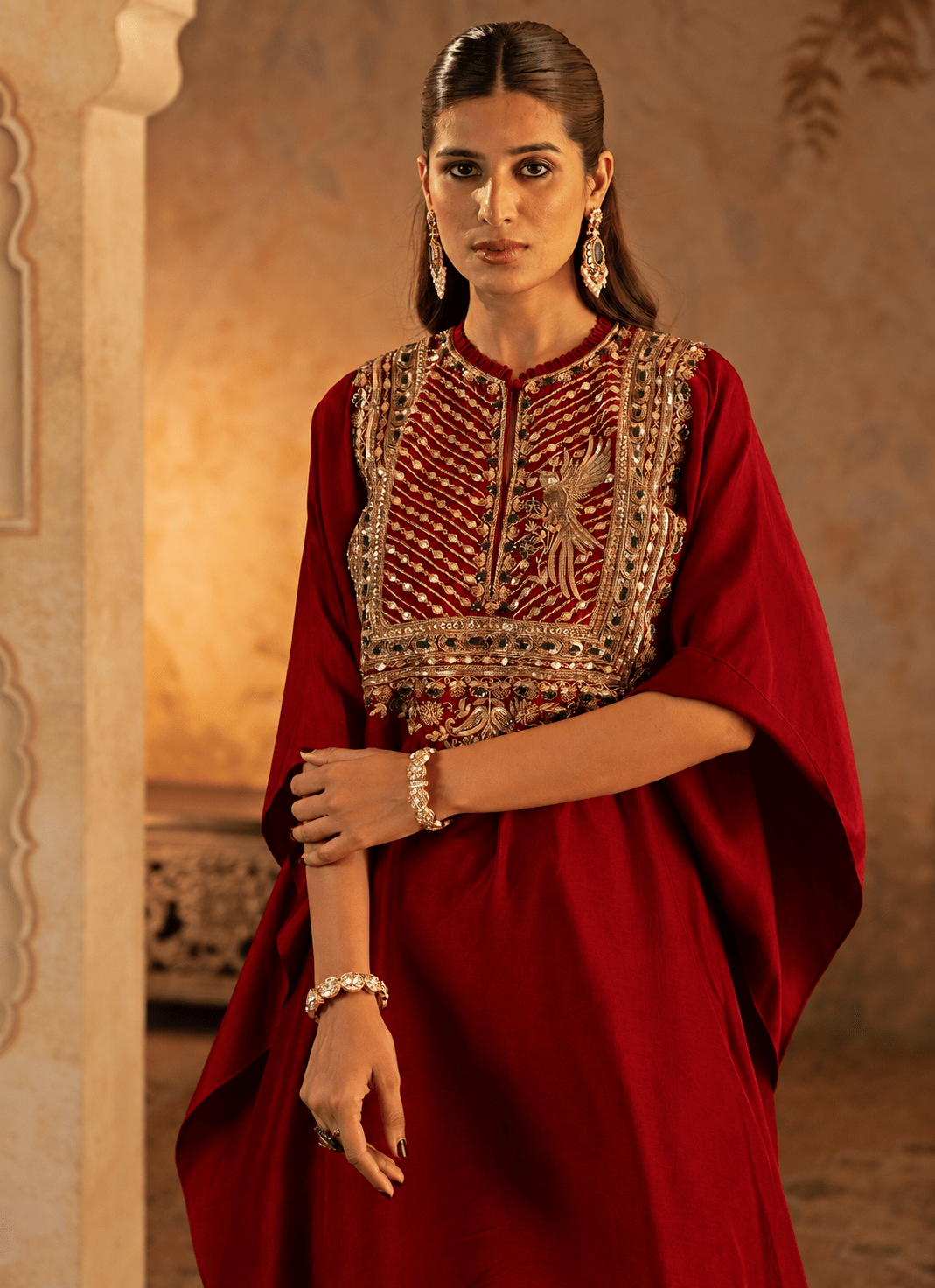 Angad Singh Crimson Red Silk KaftanFabilicious Fashion