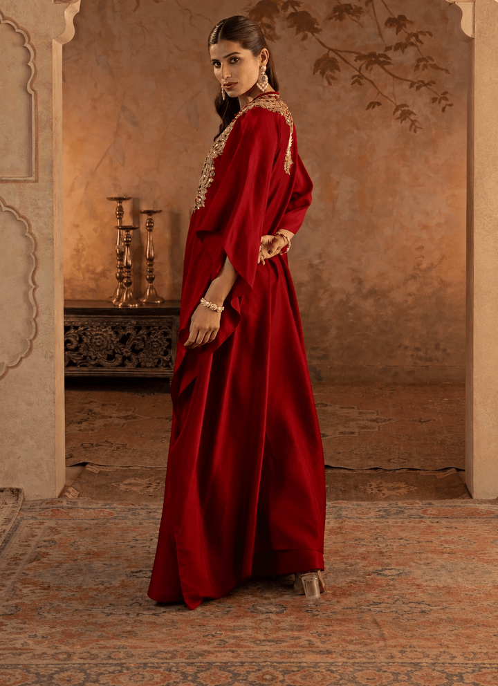 Angad Singh Crimson Red Silk KaftanFabilicious Fashion
