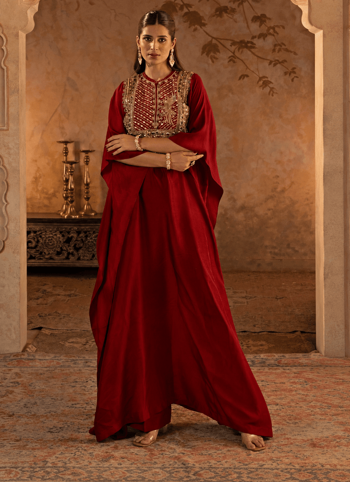 Angad Singh Crimson Red Silk KaftanFabilicious Fashion