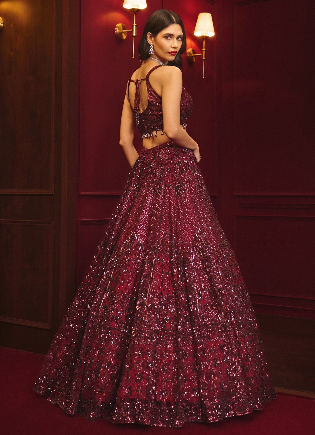 Crimson Red Soft Net Bridal Lehenga Angad Singh - Fabilicious Fashion
