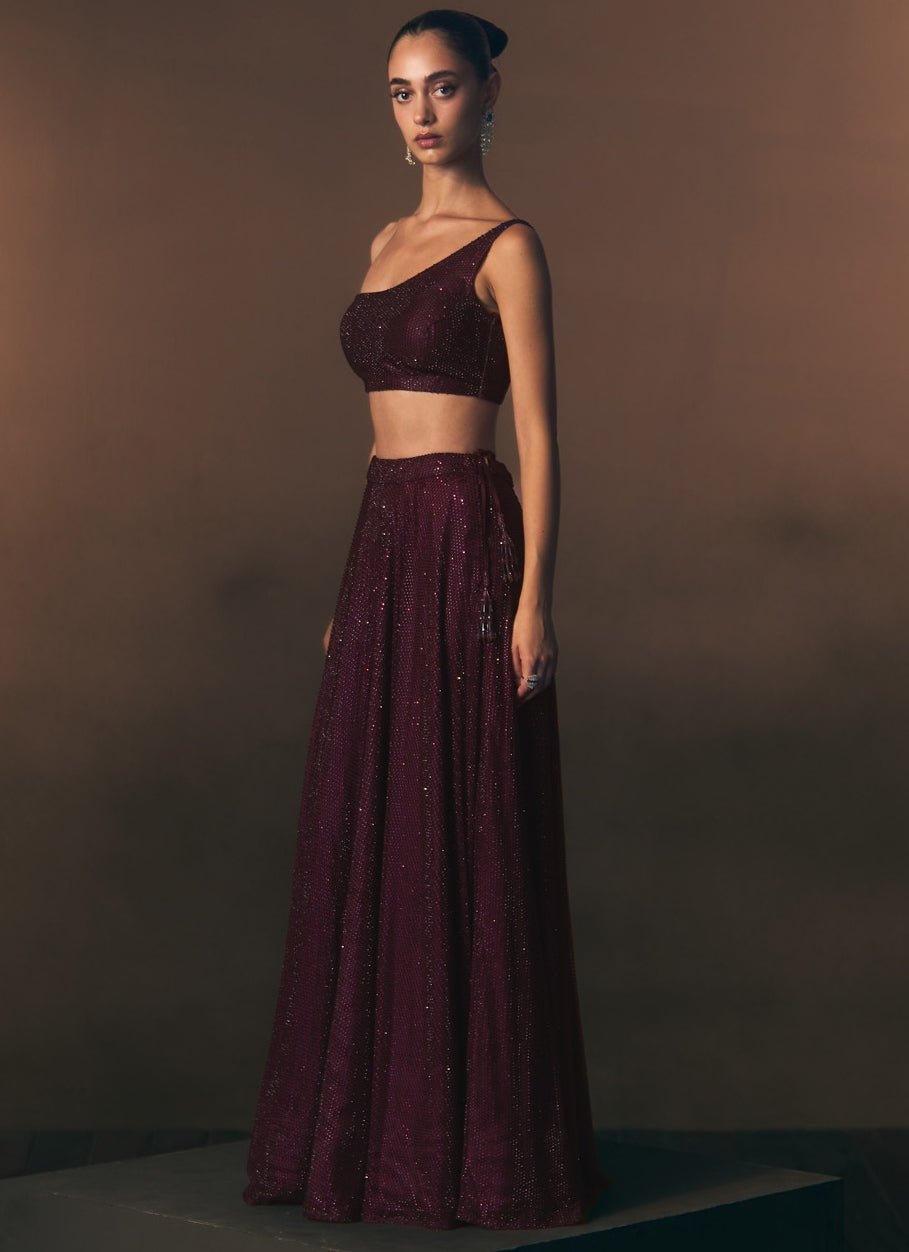 Angad Singh Crimson Red Soft Net Lehenga SetFabilicious Fashion