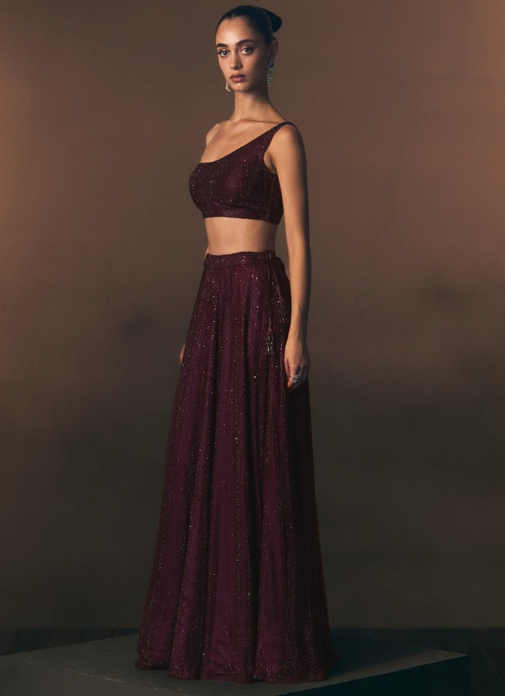 Angad Singh Crimson Red Soft Net Lehenga SetFabilicious Fashion