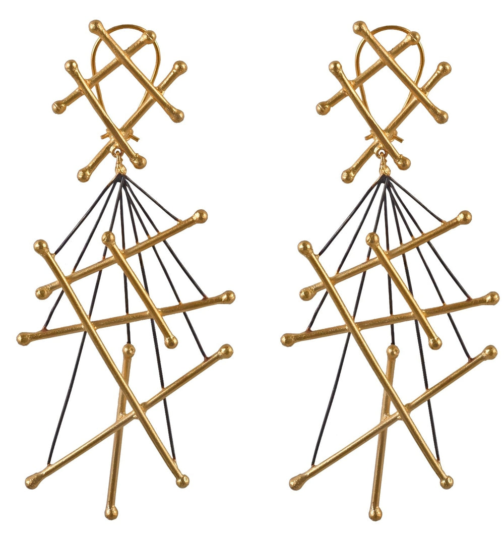 Criss Cross Long Dual Color Danglers Zaza By Somya - Fabilicious Fashion