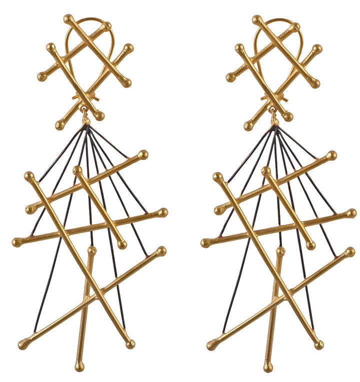 Criss Cross Long Dual Color Danglers Zaza By Somya - Fabilicious Fashion