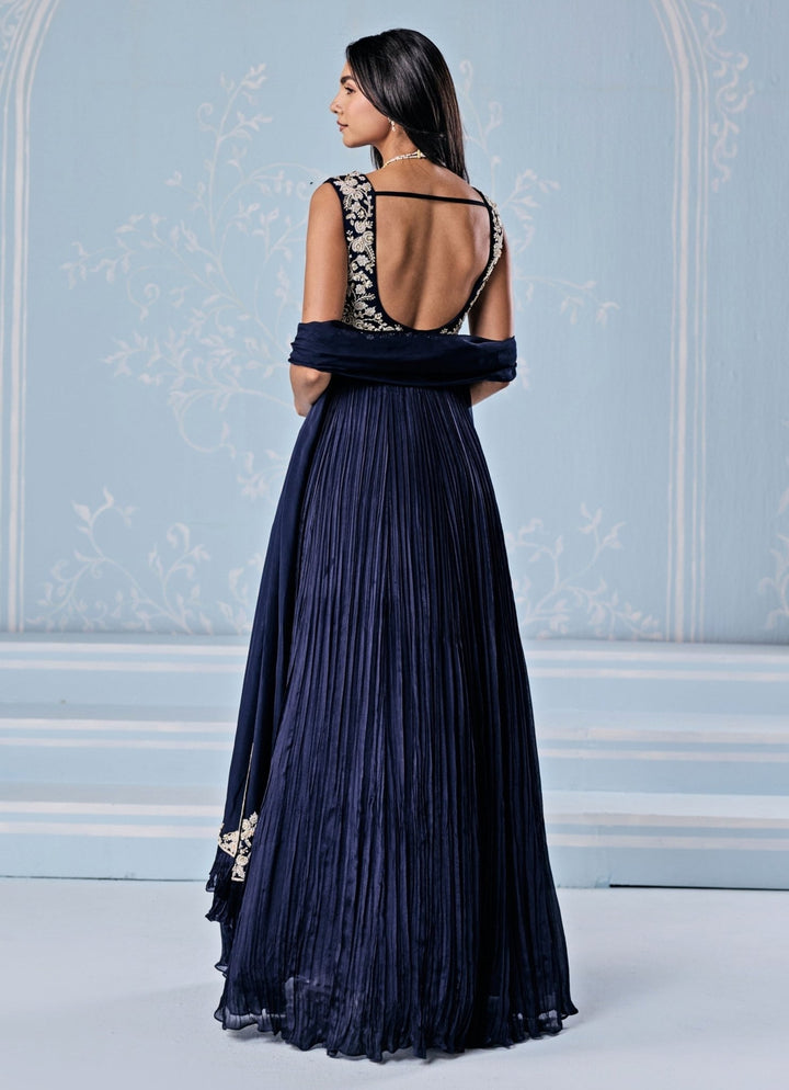 Seema Thukral Deep Blue Chiffon Anarkali SetFabilicious Fashion