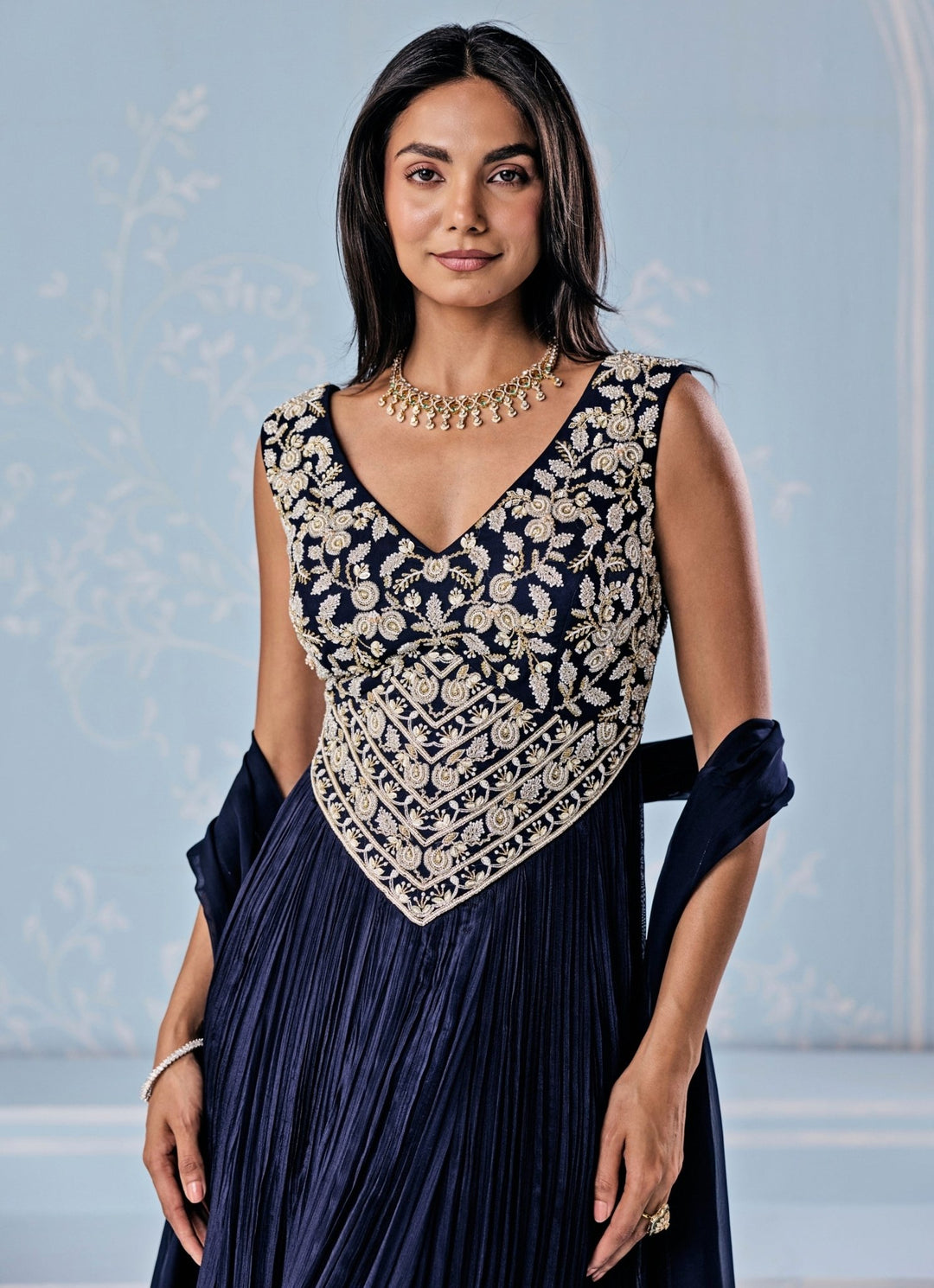 Seema Thukral Deep Blue Chiffon Anarkali SetFabilicious Fashion