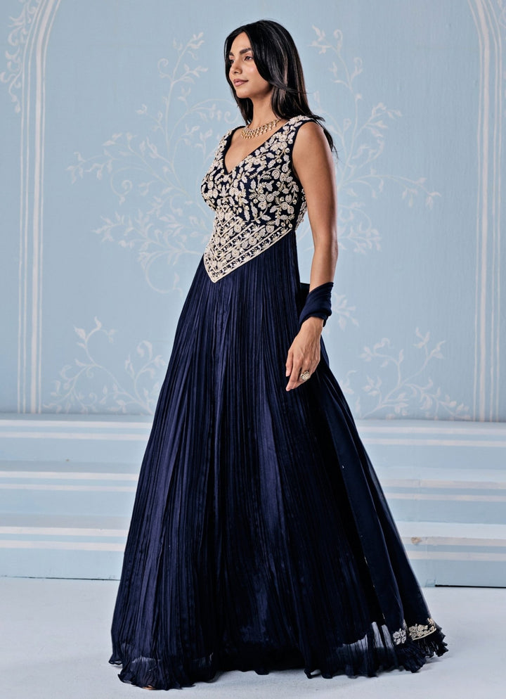 Seema Thukral Deep Blue Chiffon Anarkali SetFabilicious Fashion
