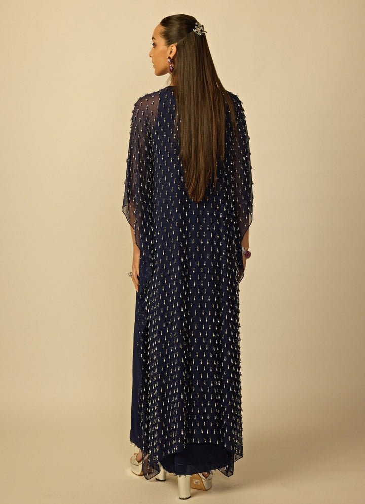 Deep Blue Georgette Kaftan Vvani by Vani Vats - Fabilicious Fashion
